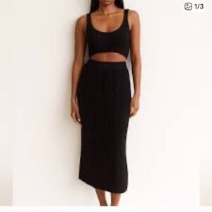 FP Beach Free People black Havana crochet 2pc skirt tank set New